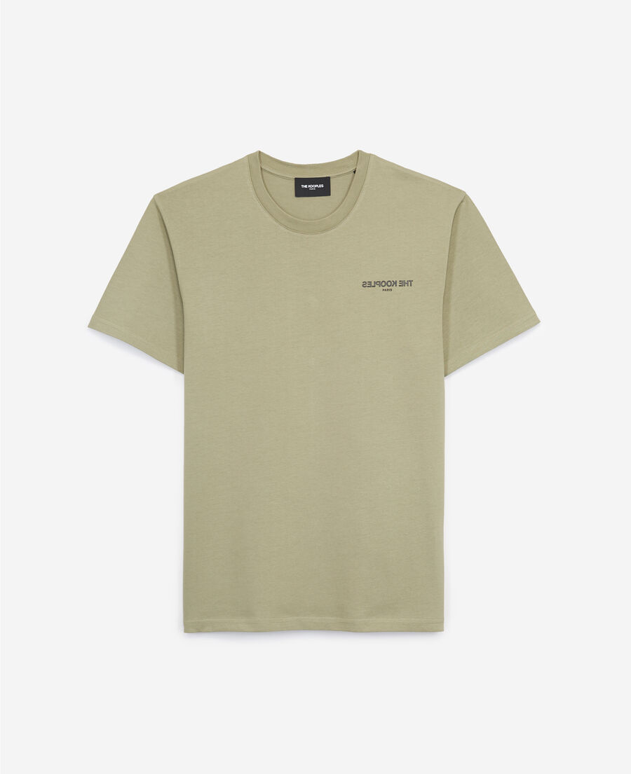khaki cotton t-shirt w/inverted kooples logo