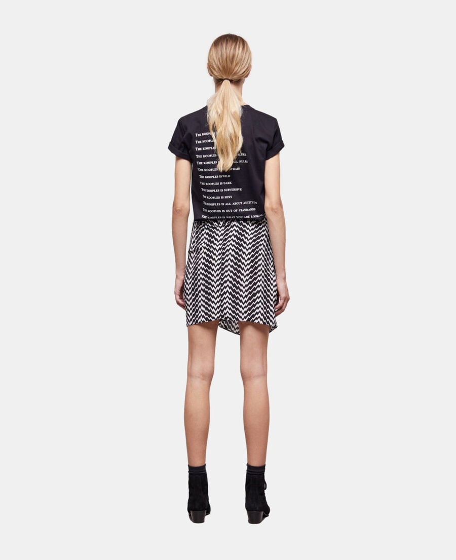 The Kooples FEMME BLACK WHITE jupe courte drapée noire