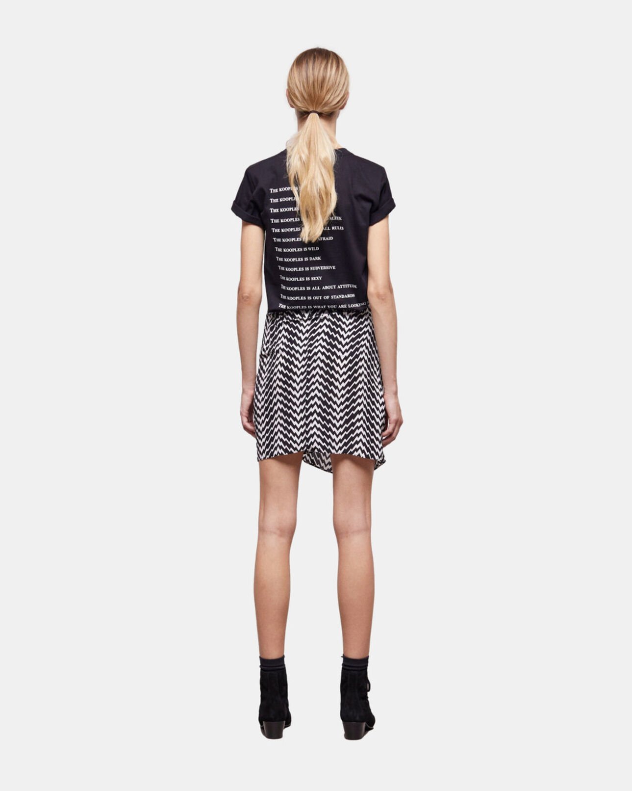 The Kooples MUJER BLACK WHITE falda corta drapeada negra