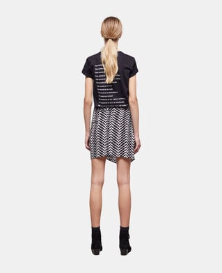 The Kooples FEMME BLACK WHITE jupe courte drapée noire