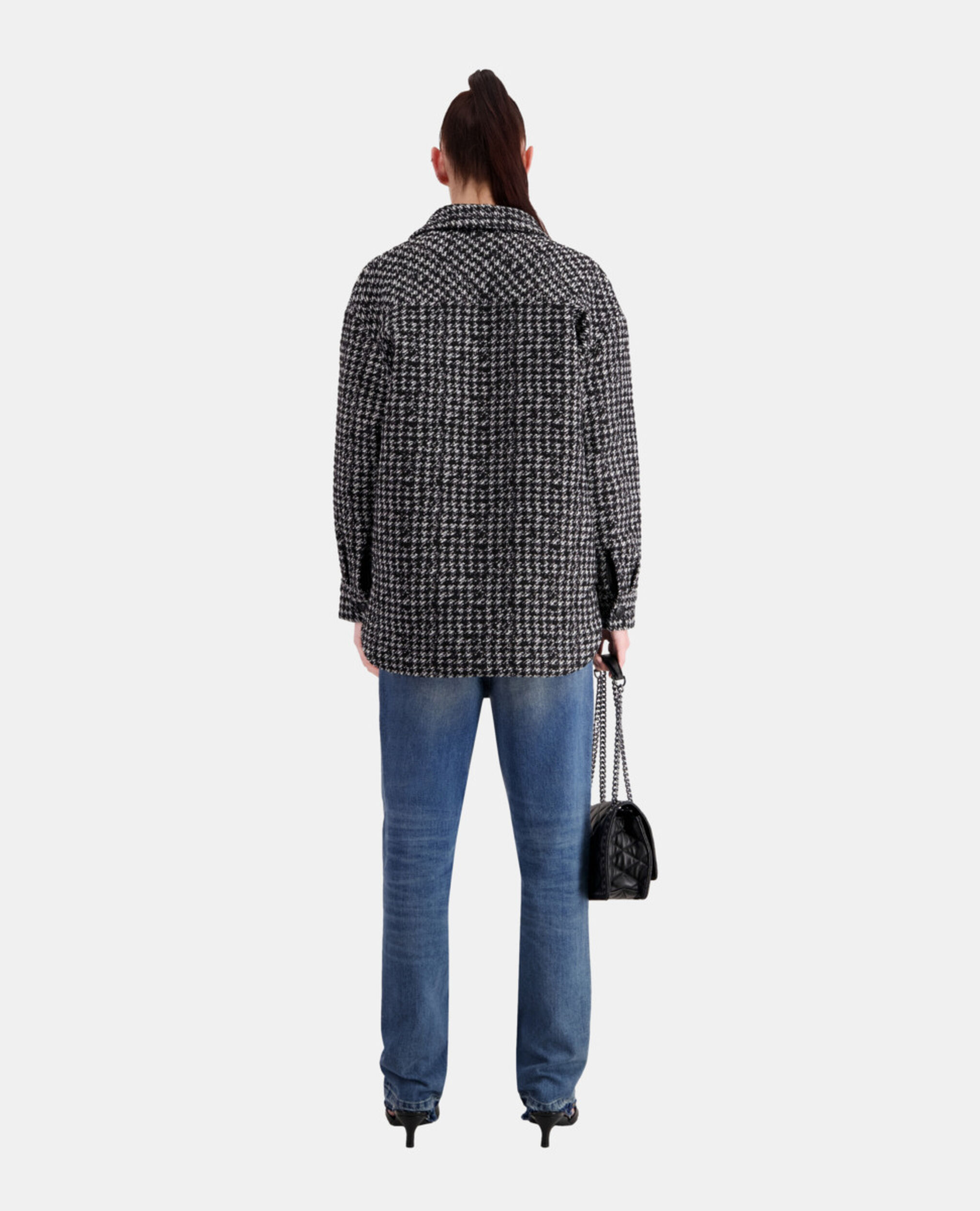 Schwarze Hemdjacke aus Tweed, BLACK WHITE, hi-res image number null