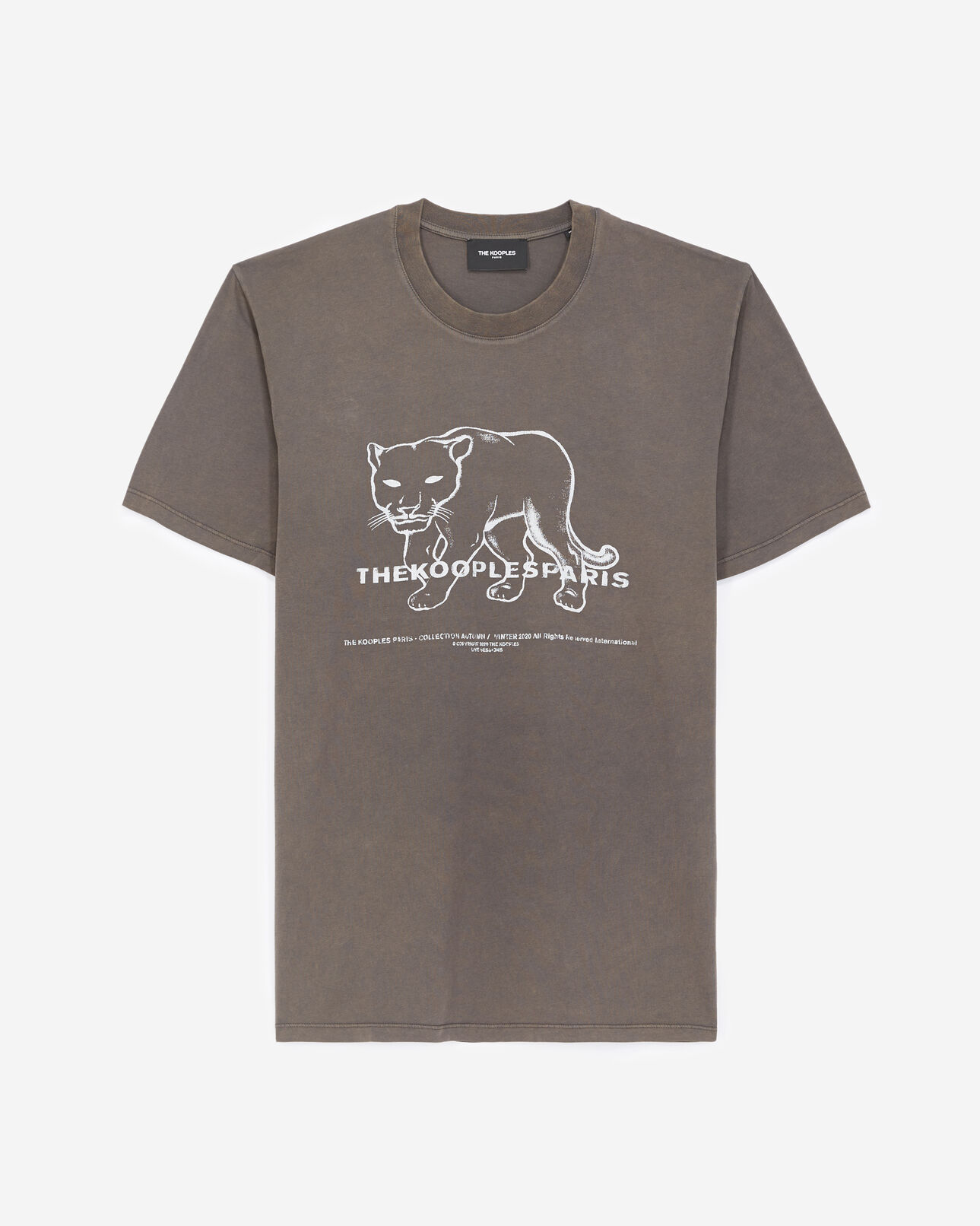 The Kooples HOMME BLACK WASHED t-shirt noir coton à logo panthère
