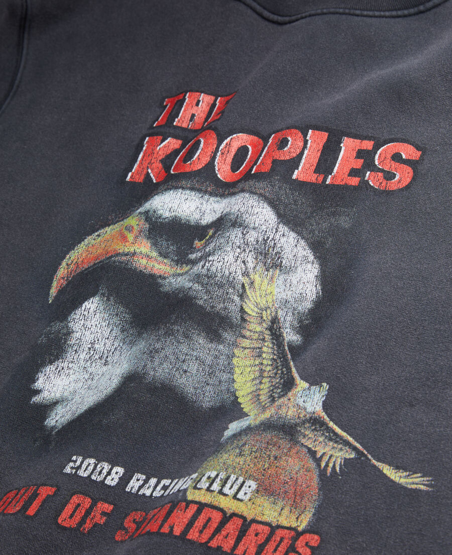 schwarzes sweatshirt mit eagle-siebdruck 