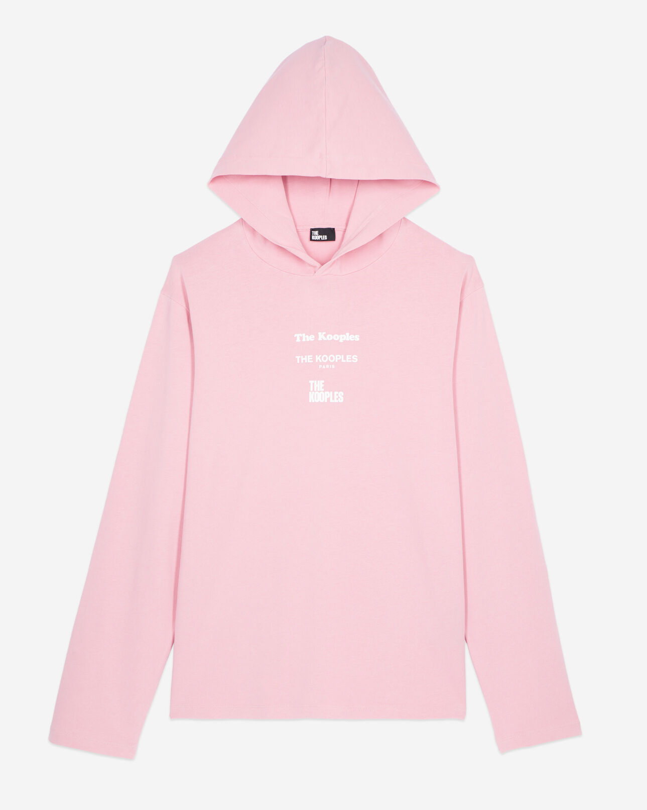 The Kooples H SWEET PINK long-sleeved pink hooded locations serigraphy t-shirt