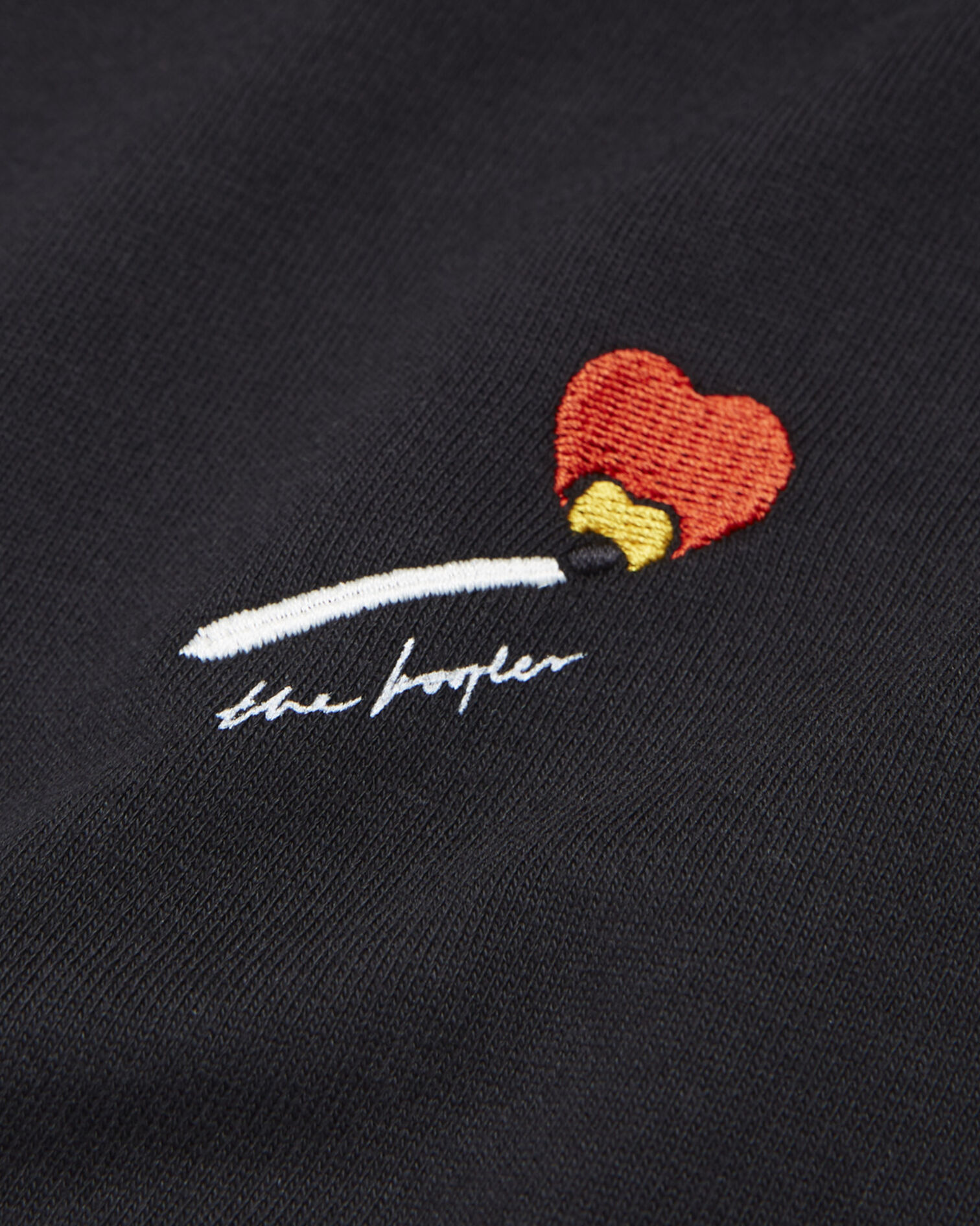Black cotton T-shirt with embroidery, BLACK, hi-res image number null
