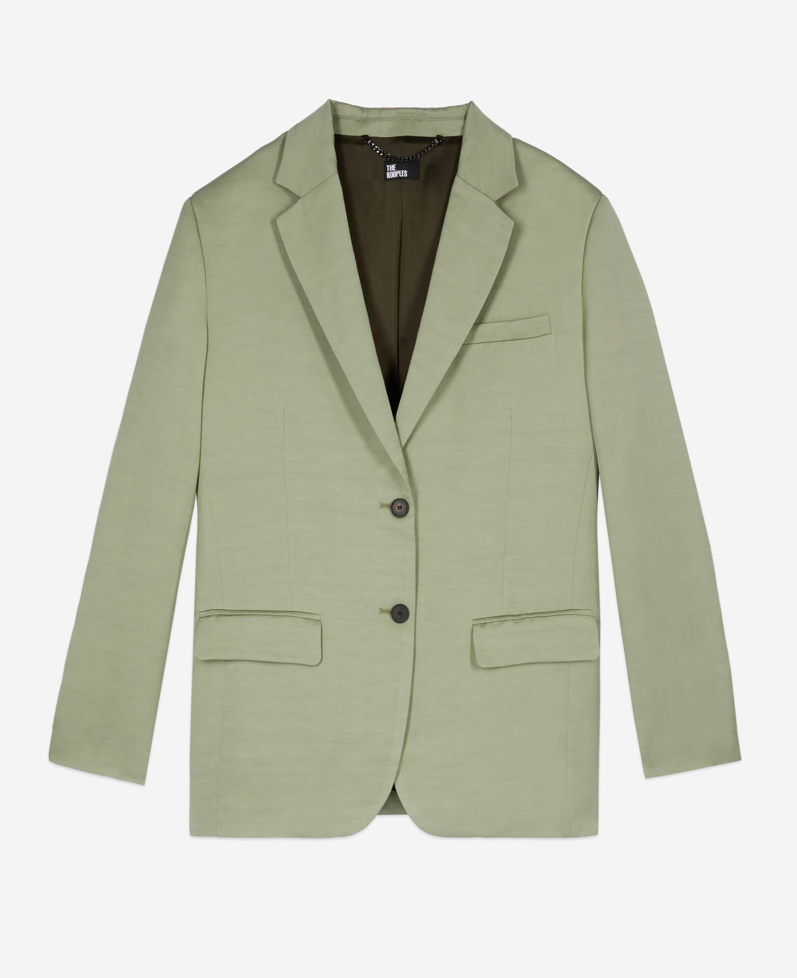 The Kooples WOMEN KAKI GREY light green linen suit jacket