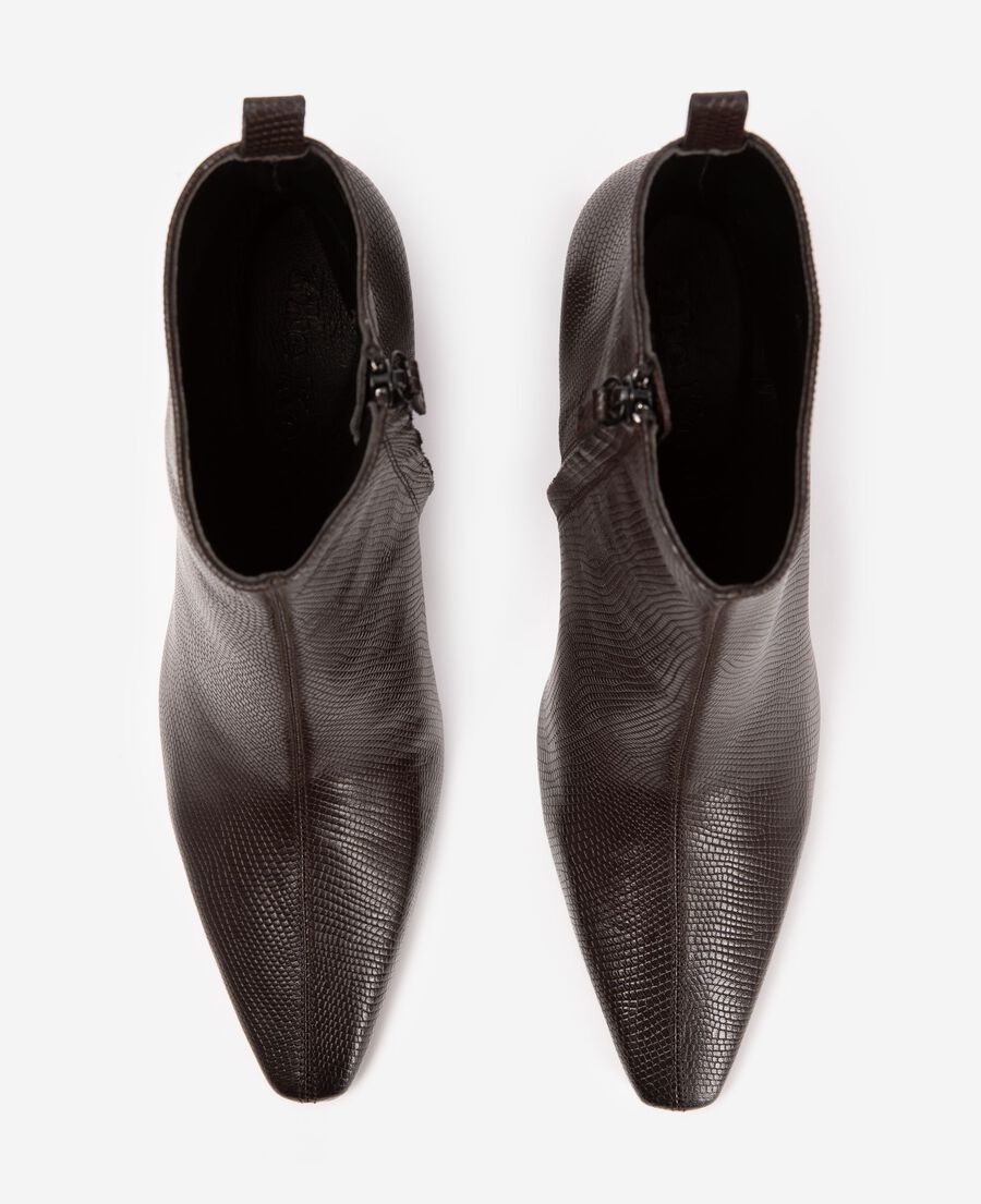 The Kooples FEMME BROWN bottes en cuir effet lézard marron