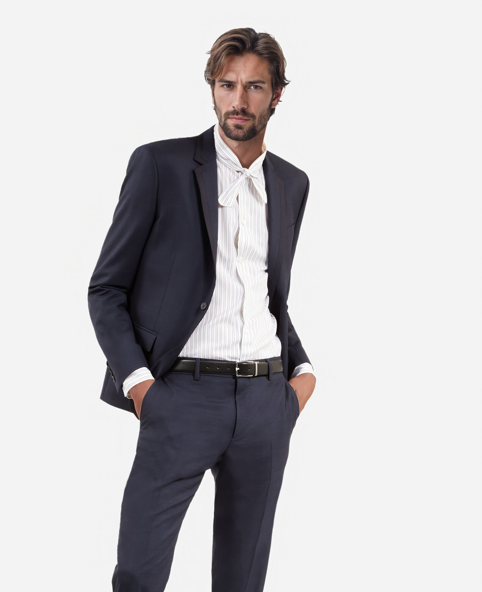 The Kooples HOMME NAVY veste de costume pied de poule bleue