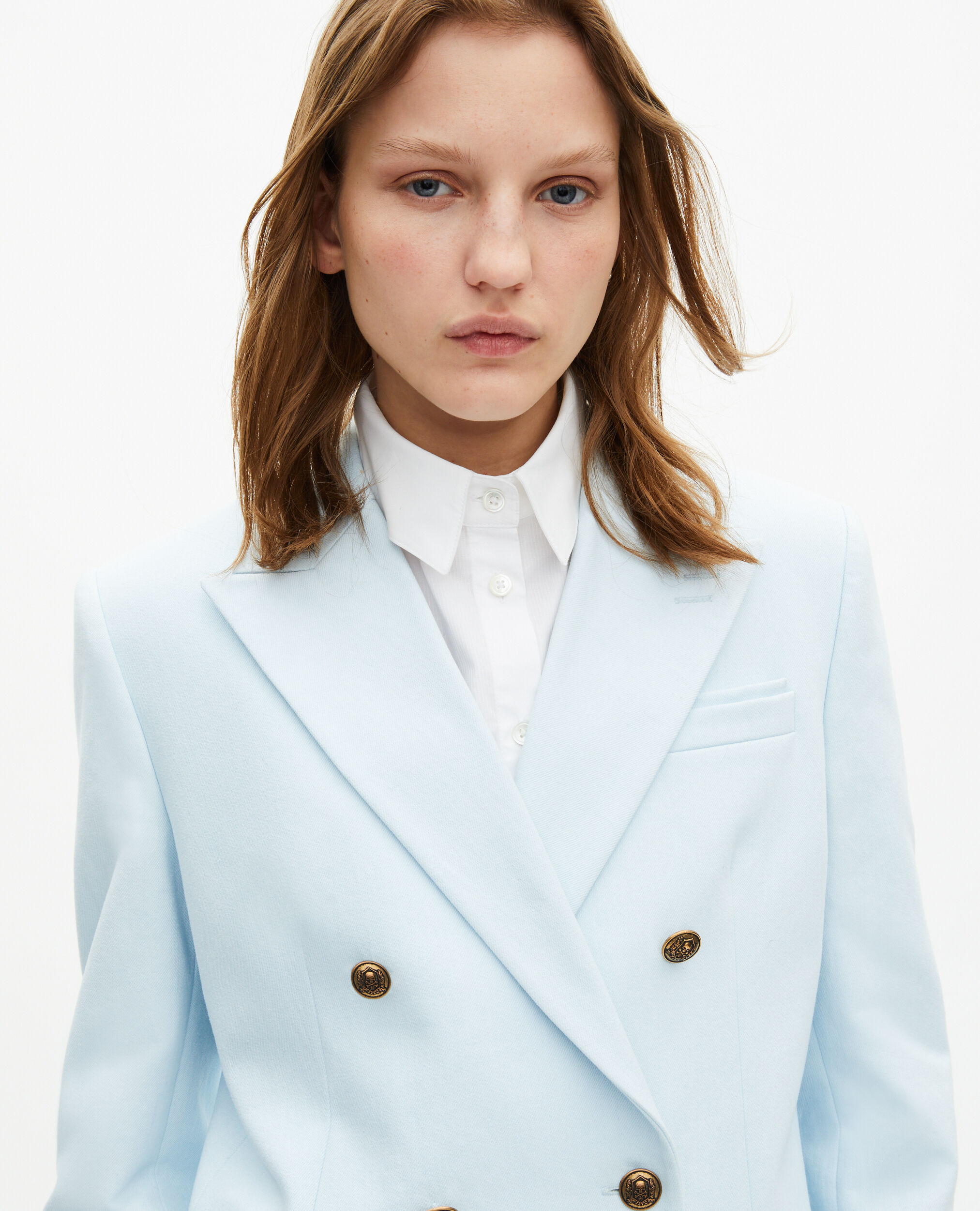 Blue cotton tailored jacket, LIGHT BLUE, hi-res image number null