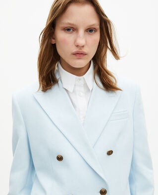 The Kooples WOMEN LIGHT BLUE blue cotton tailored jacket