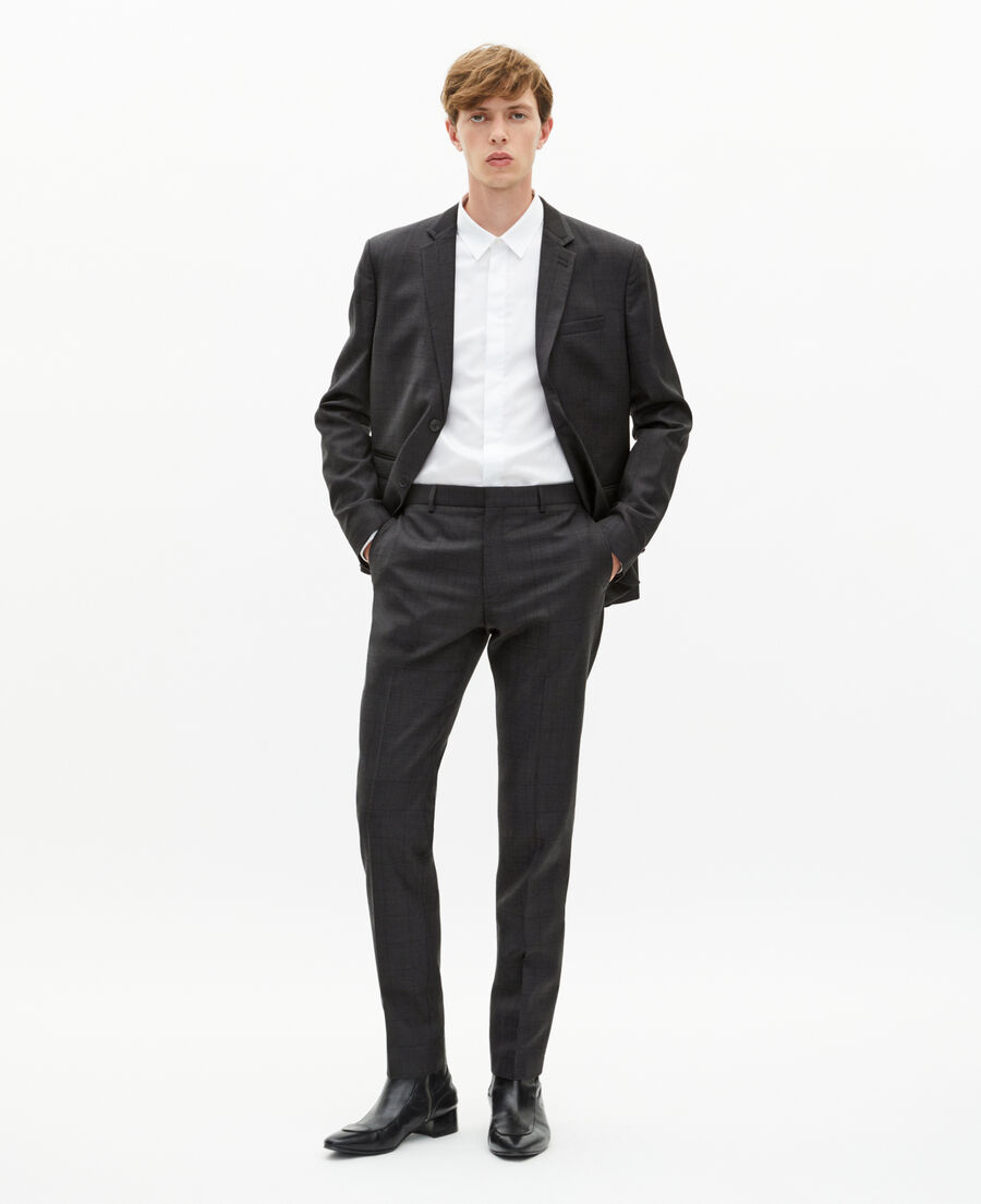 The Kooples MEN BLACK black check fitted suit pants