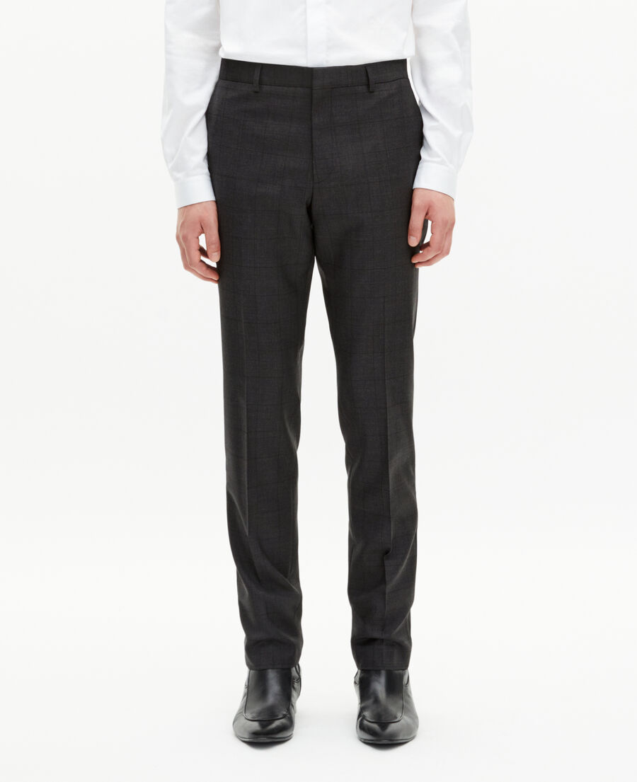 The Kooples MEN BLACK black check fitted suit pants