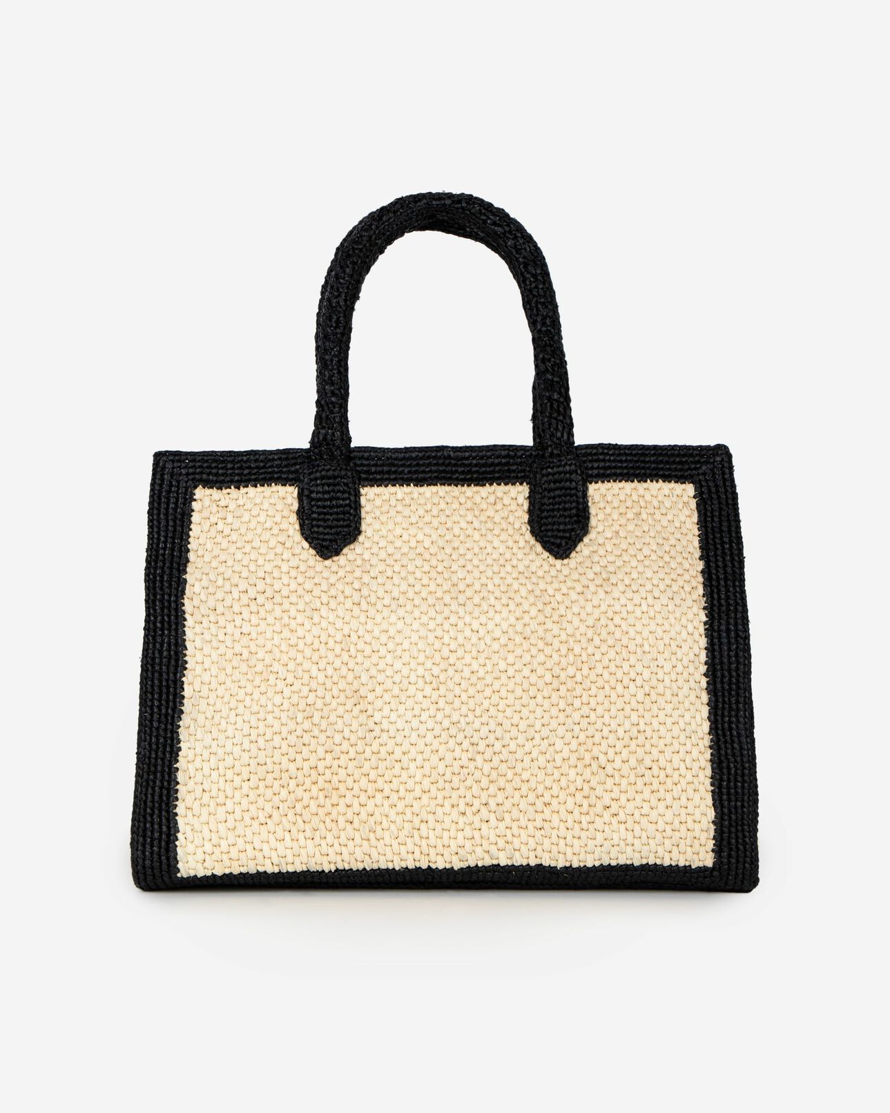 The Kooples FEMME ECRU BLACK sac cabas en raphia écru