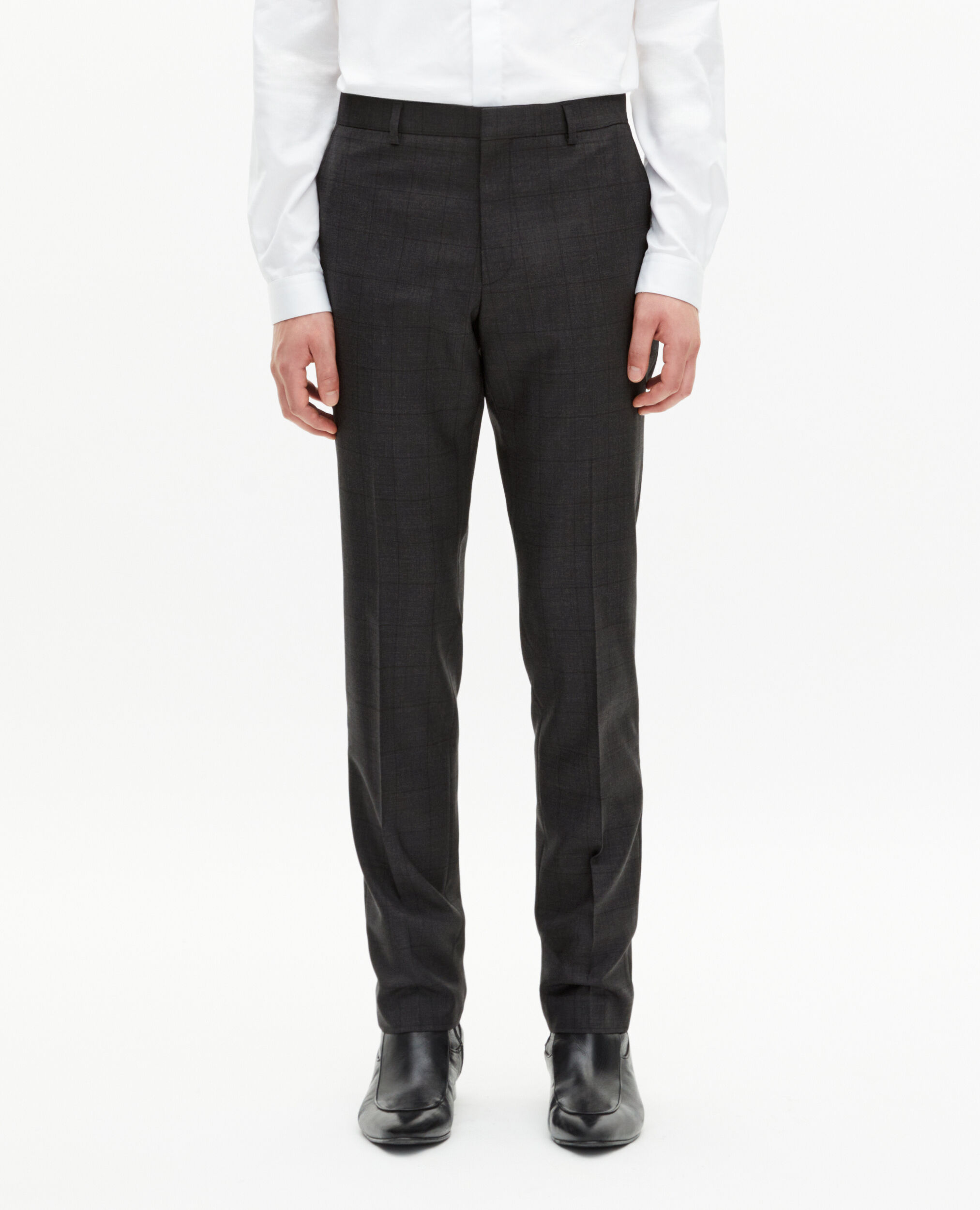 Pantalon de costume ajusté à carreaux noir, BLACK, hi-res image number null