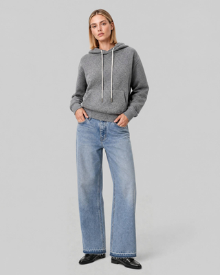 Gray merino wool and cashmere sweatshirt-style sweater