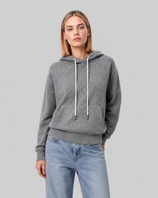 Gray merino wool and cashmere sweatshirt-style sweater