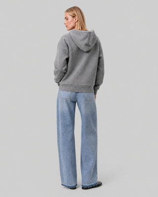 Gray merino wool and cashmere sweatshirt-style sweater