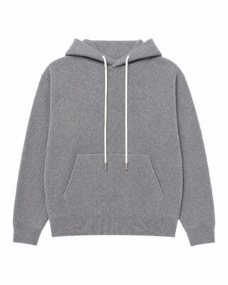 Gray merino wool and cashmere sweatshirt-style sweater