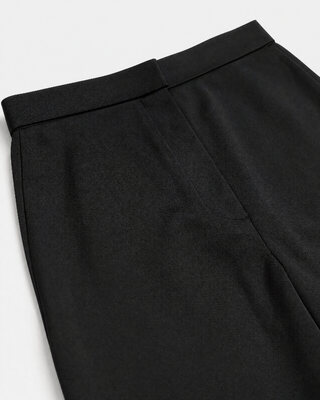 Wide-leg black satin pants