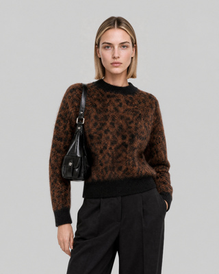 Leopard-print mohair-blend sweater