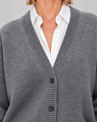 Gray Merino Wool and Cashmere Cardigan