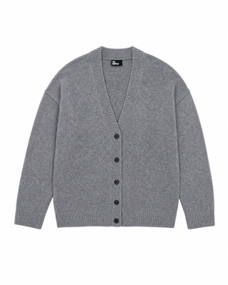 Gray Merino Wool and Cashmere Cardigan
