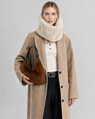 Ecru faux fur neck warmer