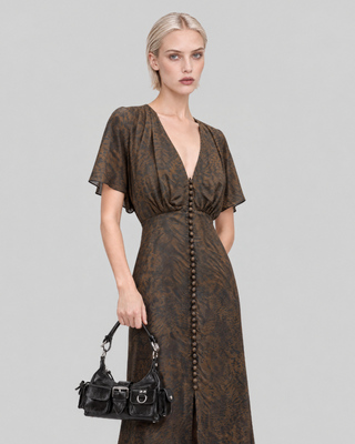 Brown leopard-print maxi dress