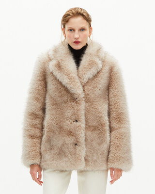 Beige fur-effect coat