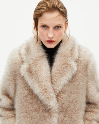 Beige fur-effect coat