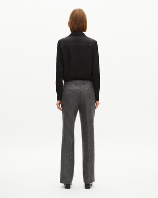 Black and grey straight-leg tailored pants