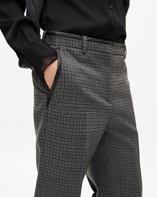 Black and grey straight-leg tailored pants