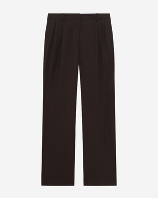 Brown wool blend wide-leg tailored pants