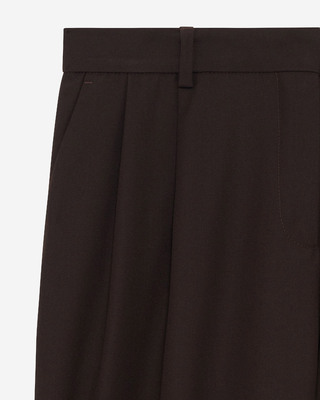 Brown wool blend wide-leg tailored pants