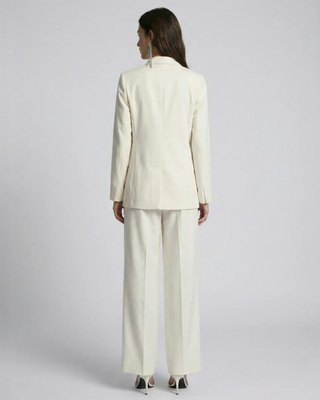 Straight suit jacket in ecru linen and cotton