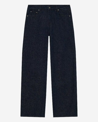Blue raw wide-leg jeans