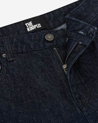 Blue raw wide-leg jeans