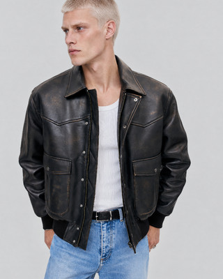 Brown leather jacket