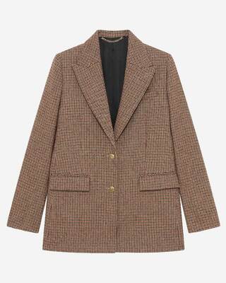 Camel houndstooth tailored jacket