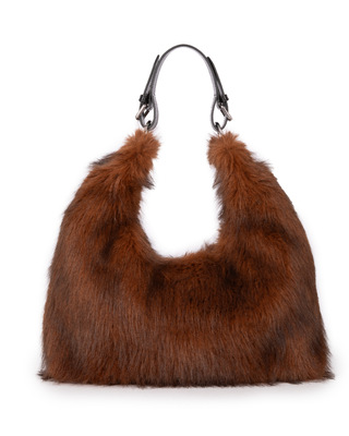 Brown fur-effect bag