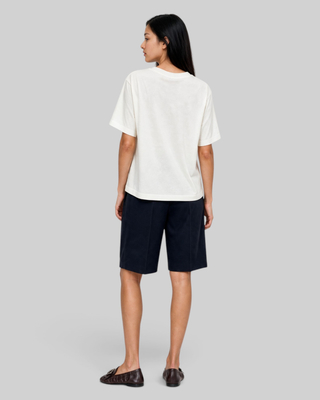 Camiseta de cuello redondo de algod&oacute;n blanco