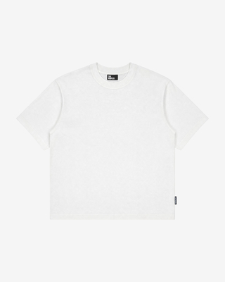Camiseta de cuello redondo de algod&oacute;n blanco