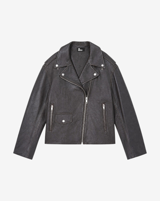 Chaqueta de cuero marr&oacute;n