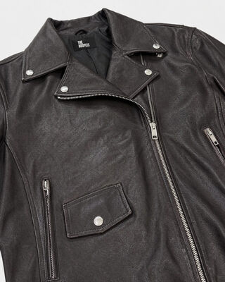 Chaqueta de cuero marr&oacute;n
