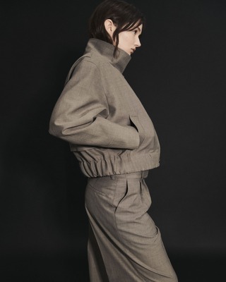 Chaqueta de mezcla de lana de color beige
