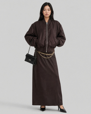 Cazadora oversize marr&oacute;n