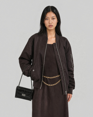 Cazadora oversize marr&oacute;n