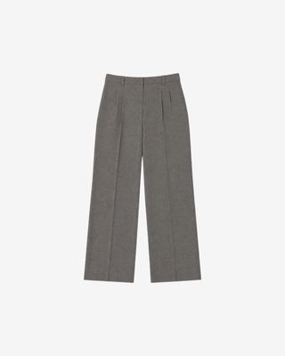 Pantalones anchos de mezcla de lana en color beige