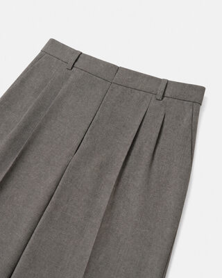 Pantalones anchos de mezcla de lana en color beige
