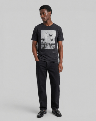 Camiseta con serigraf&iacute;a de p&aacute;jaros, color negro
